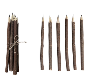 Hand-Carved Wood Pencil Set