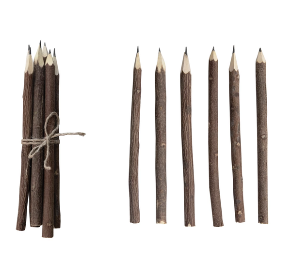 Hand-Carved Wood Pencil Set