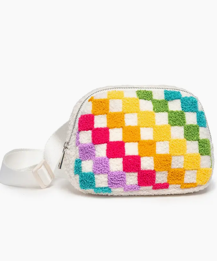 Rainbow Checkered Belt Bag
