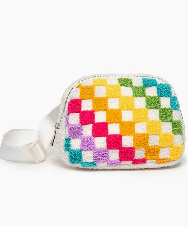 Rainbow Checkered Belt Bag