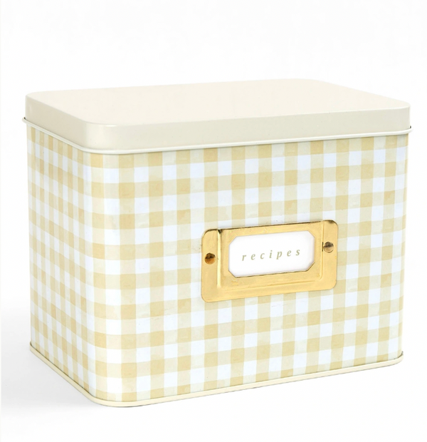 Beige Gingham Recipe Tin