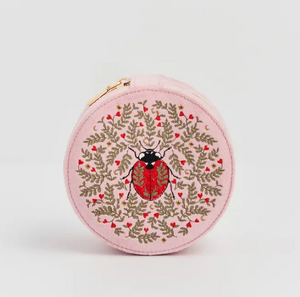 Pink Ladybug Circle Jewelry Case