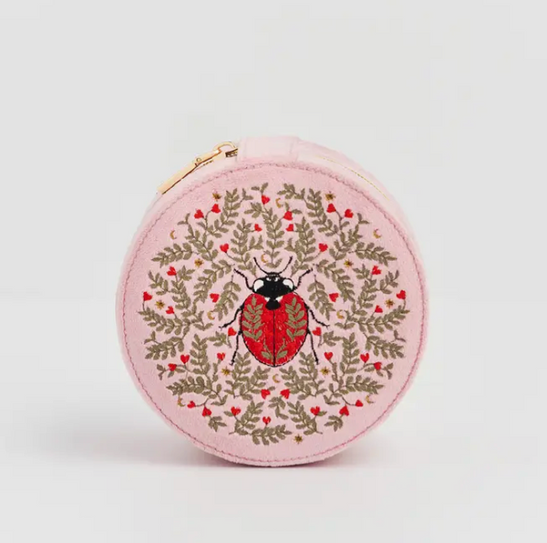 Pink Ladybug Circle Jewelry Case