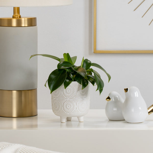 Embossed Mandala Ceramic Planter