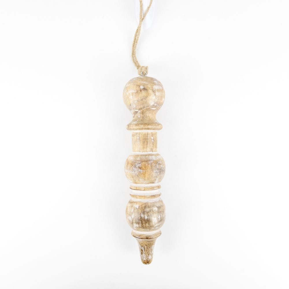 Mango Wood Icicle Ornament - Medium