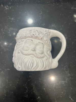 White Brushed Santa Mug