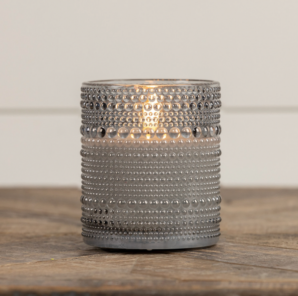 4" Grey Dotted Glass 3D Flame Candle