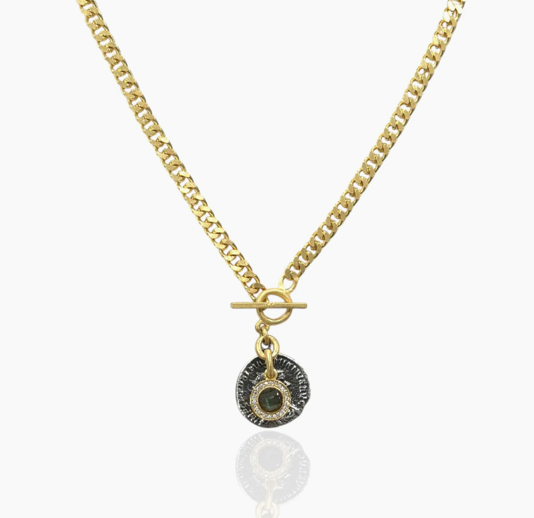 Mini Gold Mesa Labradorite Charm Necklace