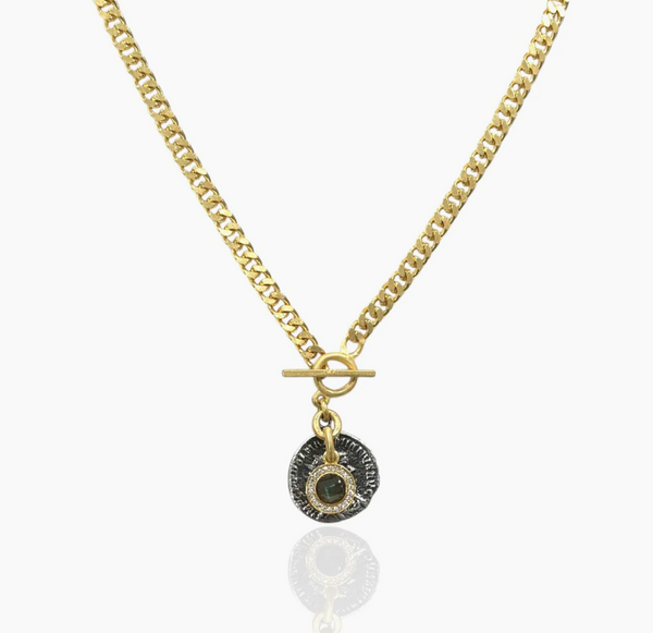 Mini Gold Mesa Labradorite Charm Necklace