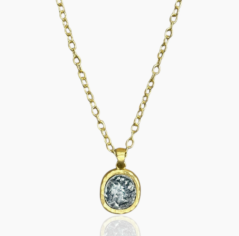 Gold Pavia Coin & Frame Necklace