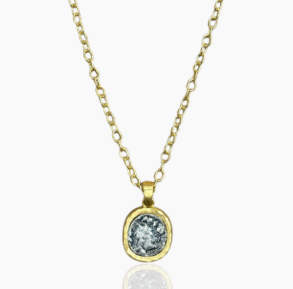 Gold Pavia Coin & Frame Necklace