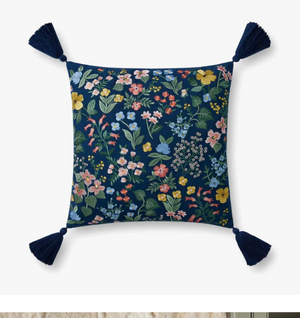 Navy Embroidered Pillow Cover
