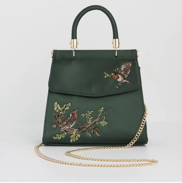 Robin Embroidered Satin Tote