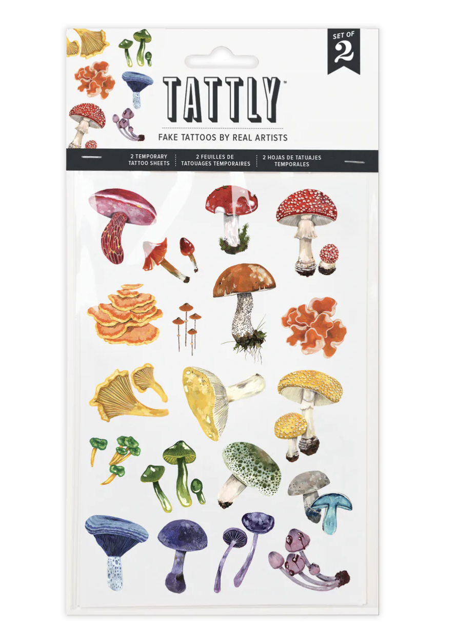 Colorful Mushrooms Sheet Tattoo, Set of 2