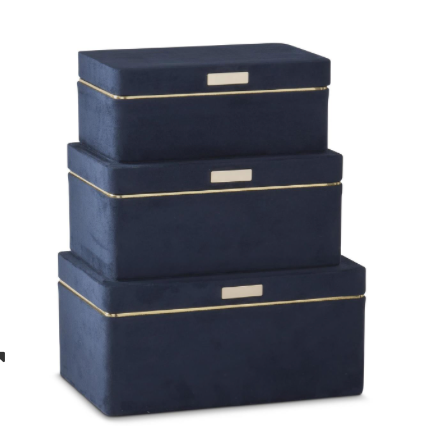 Navy Suede Hinged Boxes