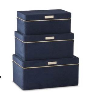 Navy Suede Hinged Boxes