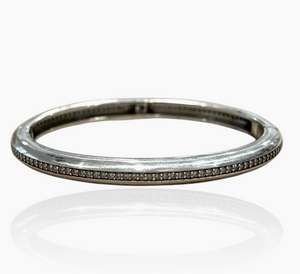 Satin Silver Riva Pave Bangle