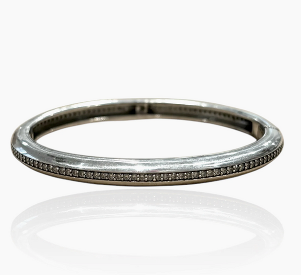 Satin Silver Riva Pave Bangle