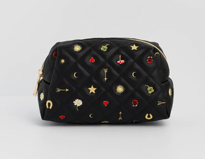 Black Quilted Motif Pouch