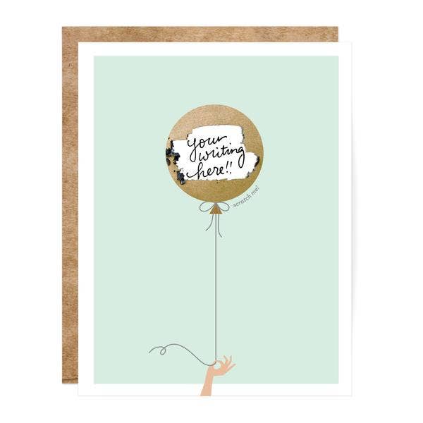 Make Your Own Scratch-Off Greeting Card, Mint & Gold Balloon