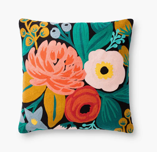 Embroidered Bold Flower Pillow