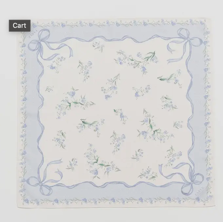 Bow & Floral Blue Square Scarf