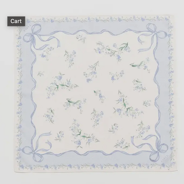 Bow & Floral Blue Square Scarf