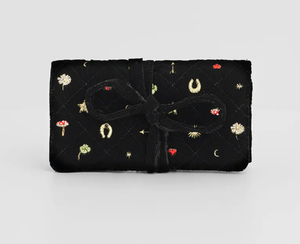 Black Quilted Motif Jewelry Roll