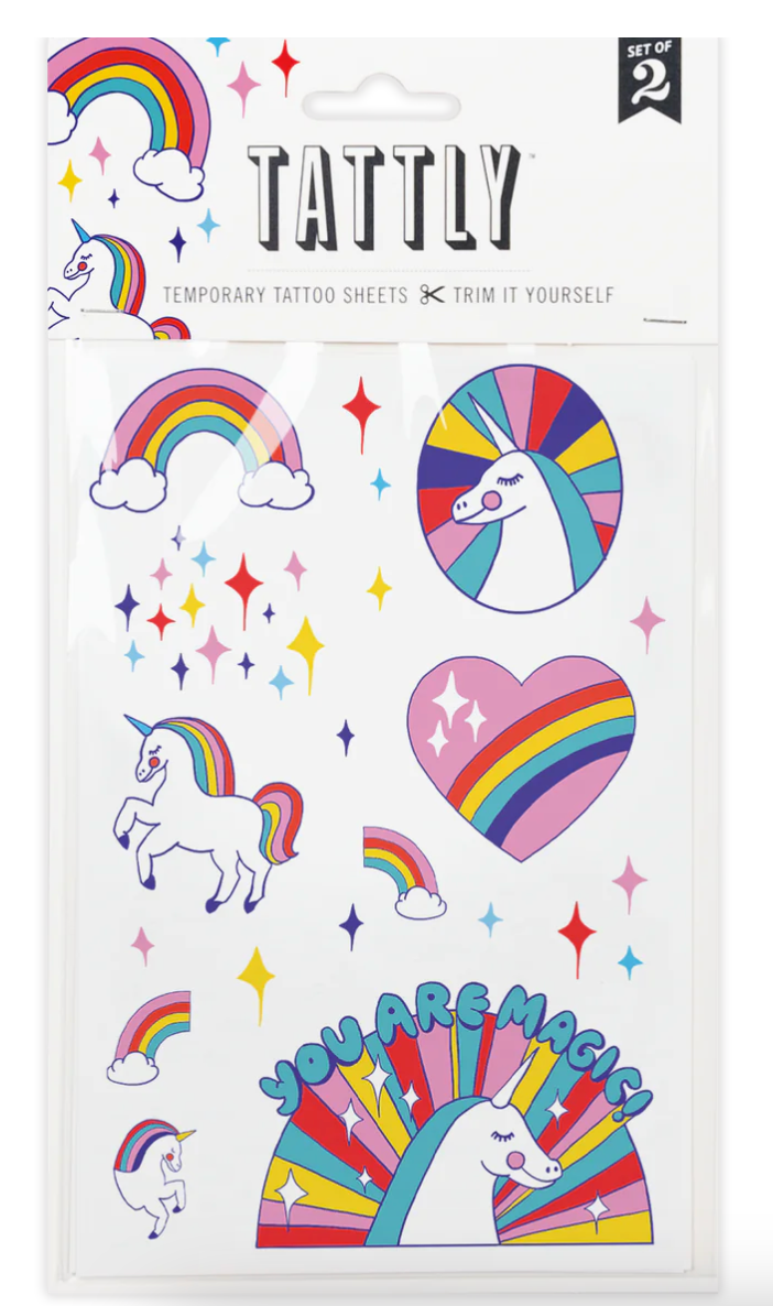 Rainbow Unicorn Temporary Tattoos - Two Sheets