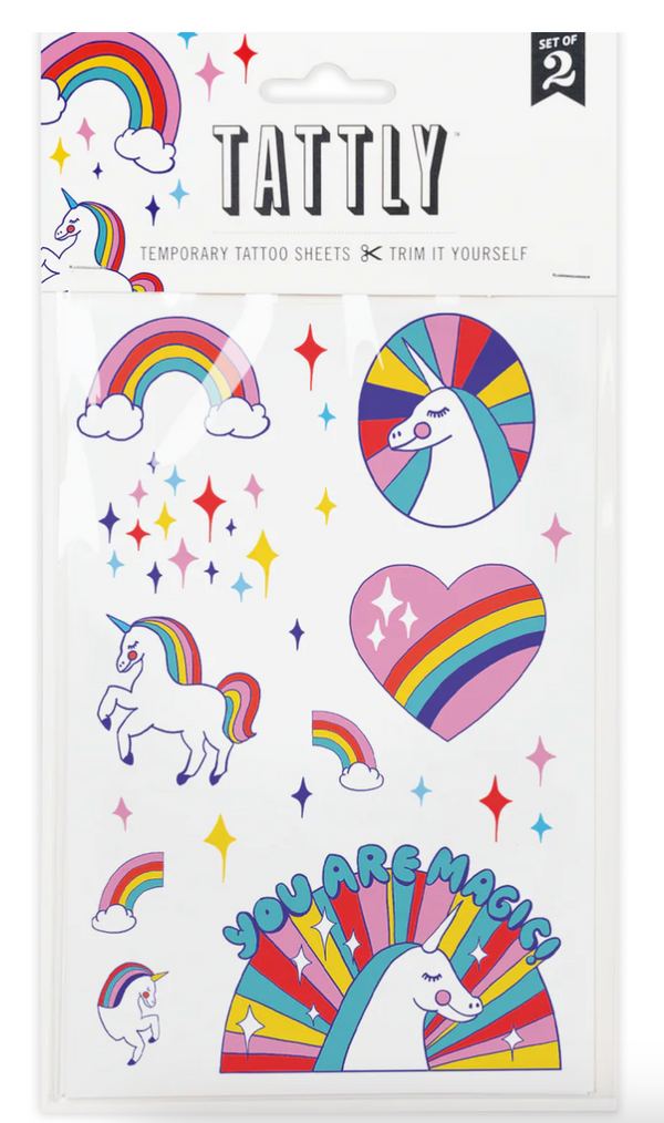 Rainbow Unicorn Temporary Tattoos - Two Sheets