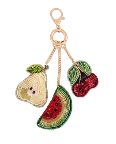 Fruit Cup Beaded Keychain