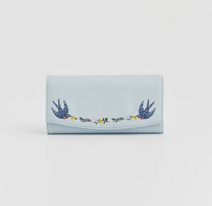 Blue Bird Embroidered Wallet
