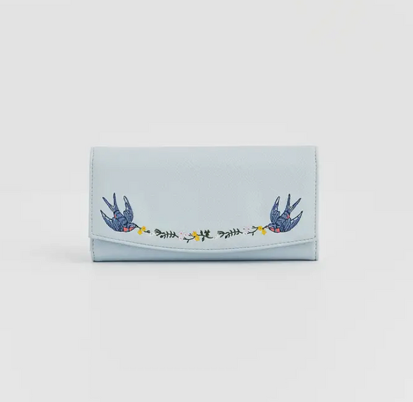 Blue Bird Embroidered Wallet