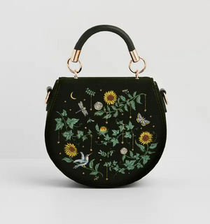 Sunflower Green Velvet Top Handle Bag