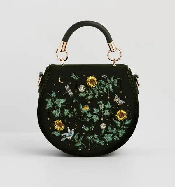 Sunflower Green Velvet Top Handle Bag