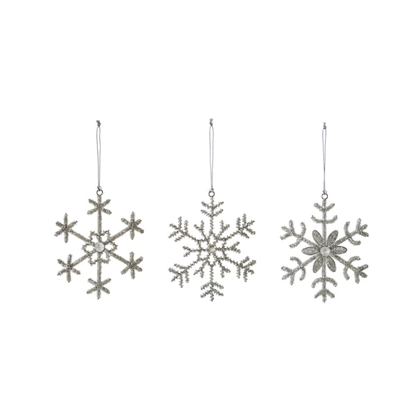 Snowflake Ornament Glass, Bead, and Jewel