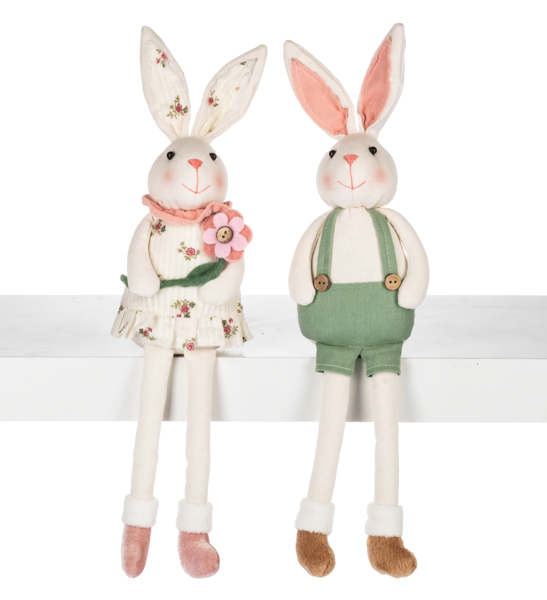 Set of 2 - Bunnies and Blooms Shelfsitters