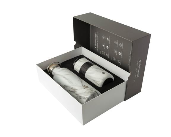 Elemental Water Bottle & Tumbler Gift Set - White Marble