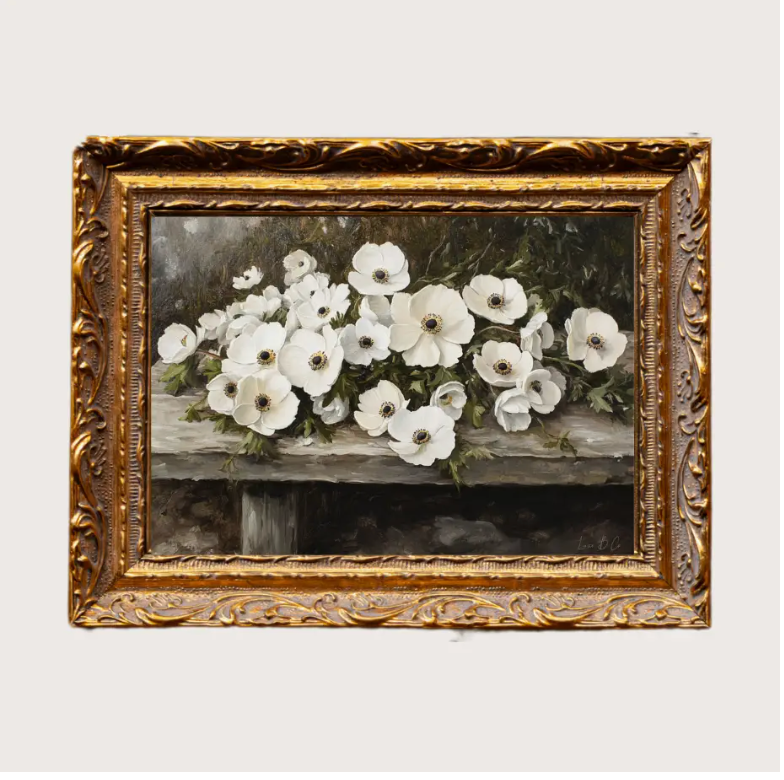 8 x 10 Rustic White Petal Flower
