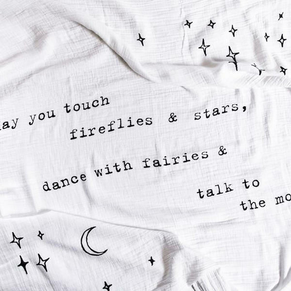 Organic Cotton Baby Swaddle - May You Touch Fireflies