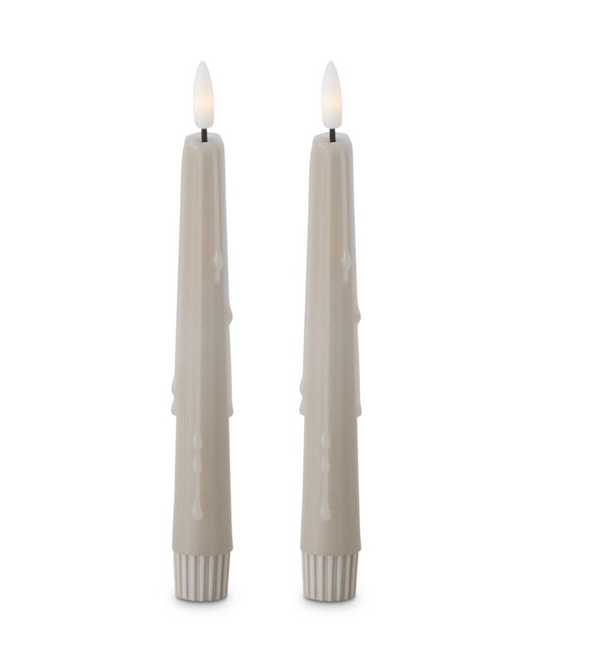 Taupe Drip Taper Candles