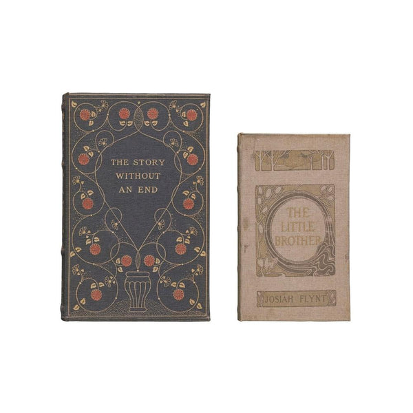 Vintage Book Storage Boxes (Set of 2) Blue