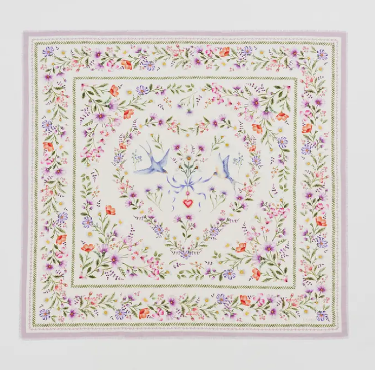 Forget Me Not Cream Square Scarf