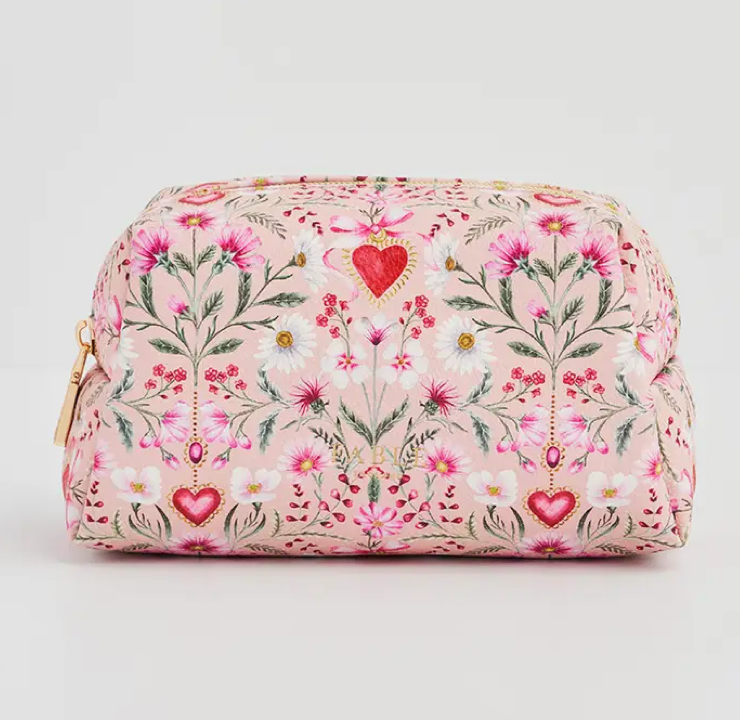 Floral Pink Heart Pouch