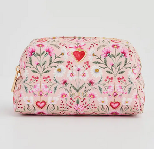 Floral Pink Heart Pouch