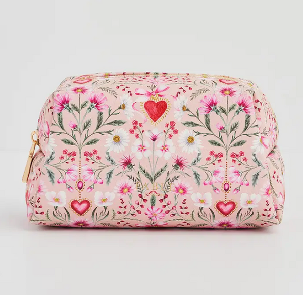Floral Pink Heart Pouch