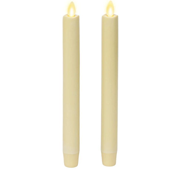 Flameless Ivory Taper Candles - Pack of 2