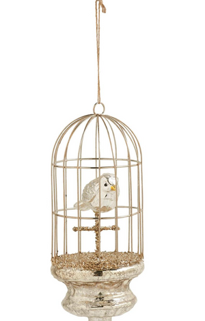 Mercury Glass Birdcage Ornament