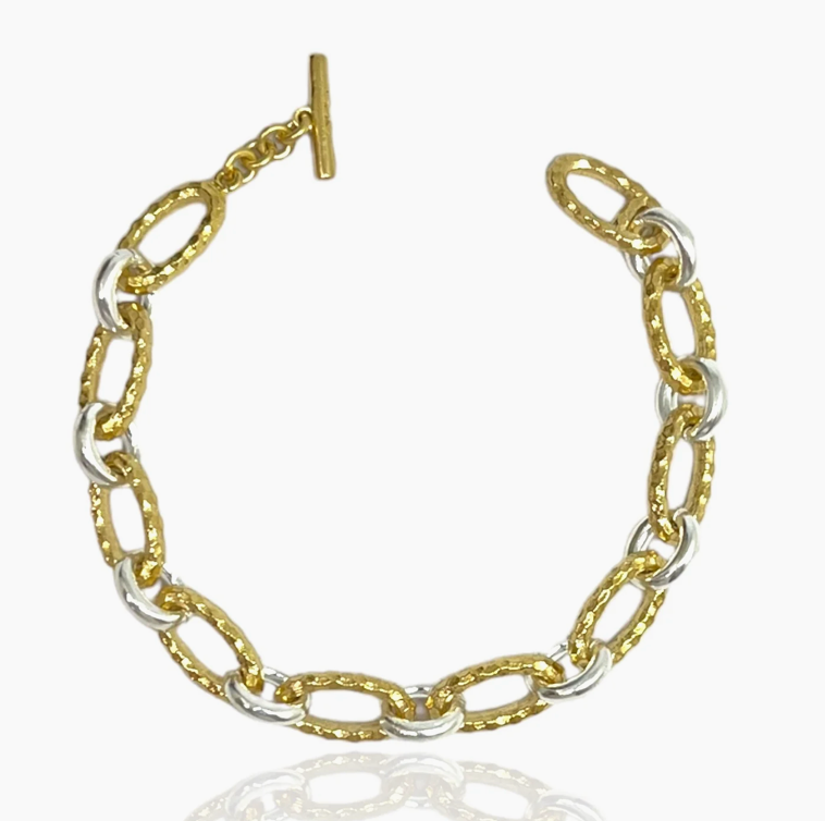 Gold Two-Tone Ravelle Hammered Bracelet