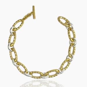 Gold Two-Tone Ravelle Hammered Bracelet